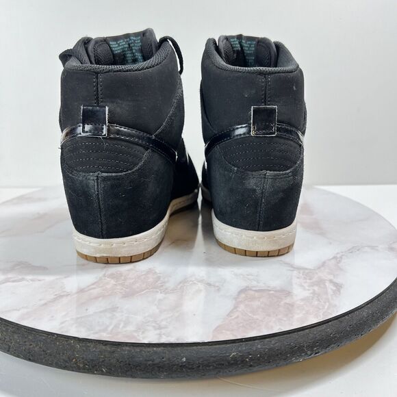 Nike Dunk Sky Hi Essential Hidden Wedge Heel Shoes Black White Gum Women Sz 8.5 - Picture 3 of 10